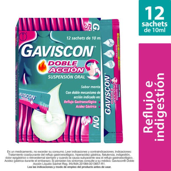 GAVISCON DOBLE ACCION SUSP.10 ML X 12UND